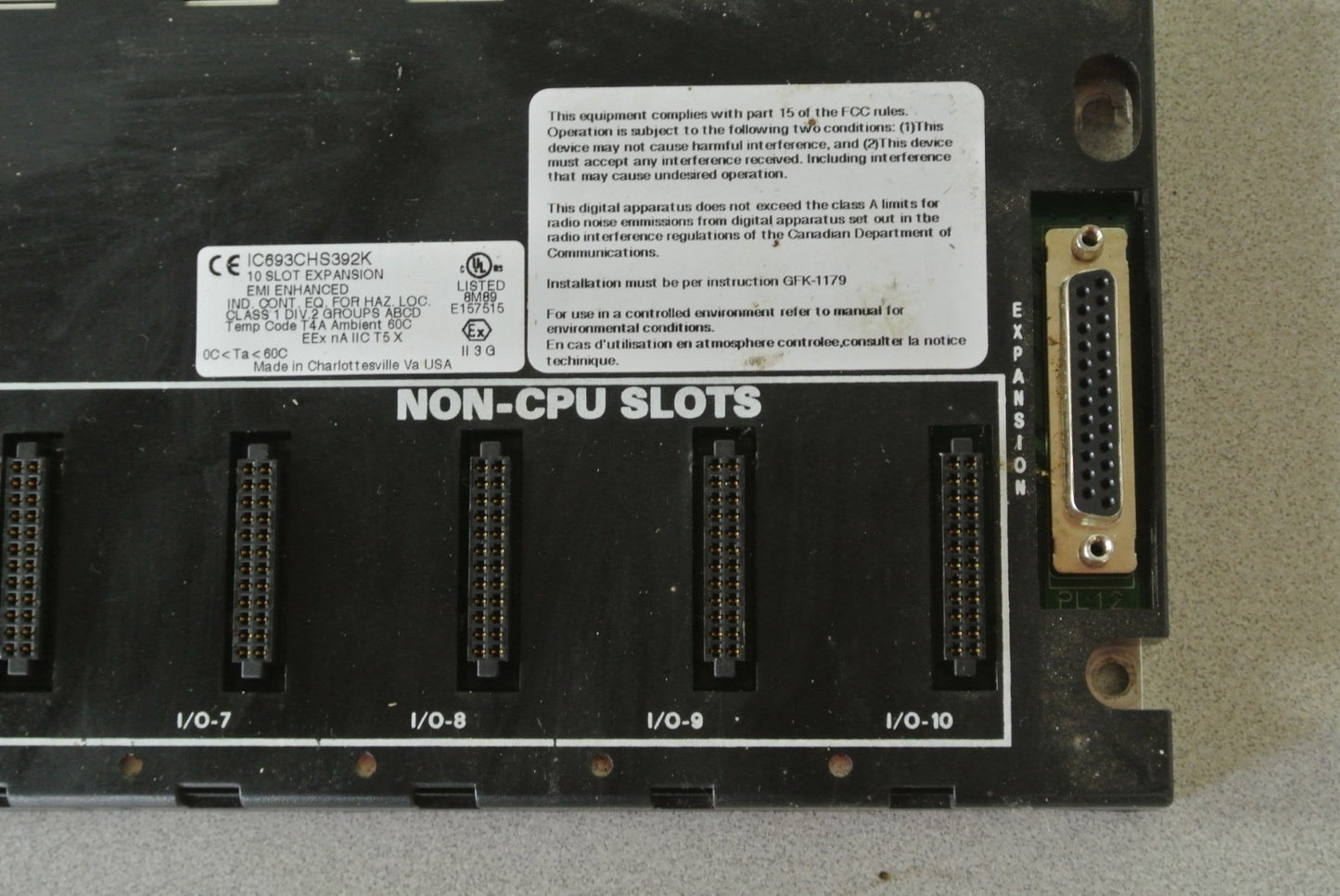 GE FANUC IC693CHS392K - BASE 10-SLOT EXPANSION - EMI ENHANCED
