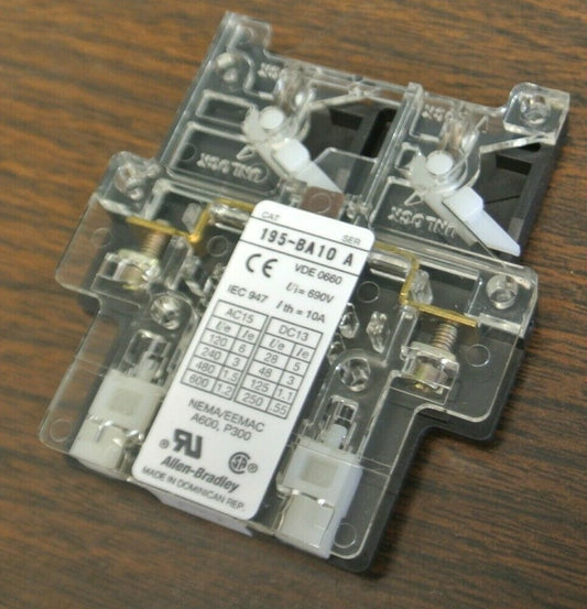 LOT of 2 / ALLEN-BRADLEY 195-BA10 AUXILIARY SWITCH / AUX. CONTACT / NEW SURPLUS