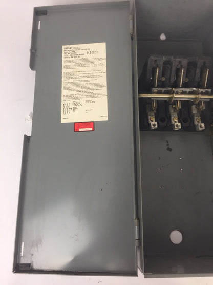 WESTINGHOUSE HUN363 HEAVY DUTY SAFETY SWITCH 100AMP 600VAC 75HP TYPE 1 ENCLOSURE