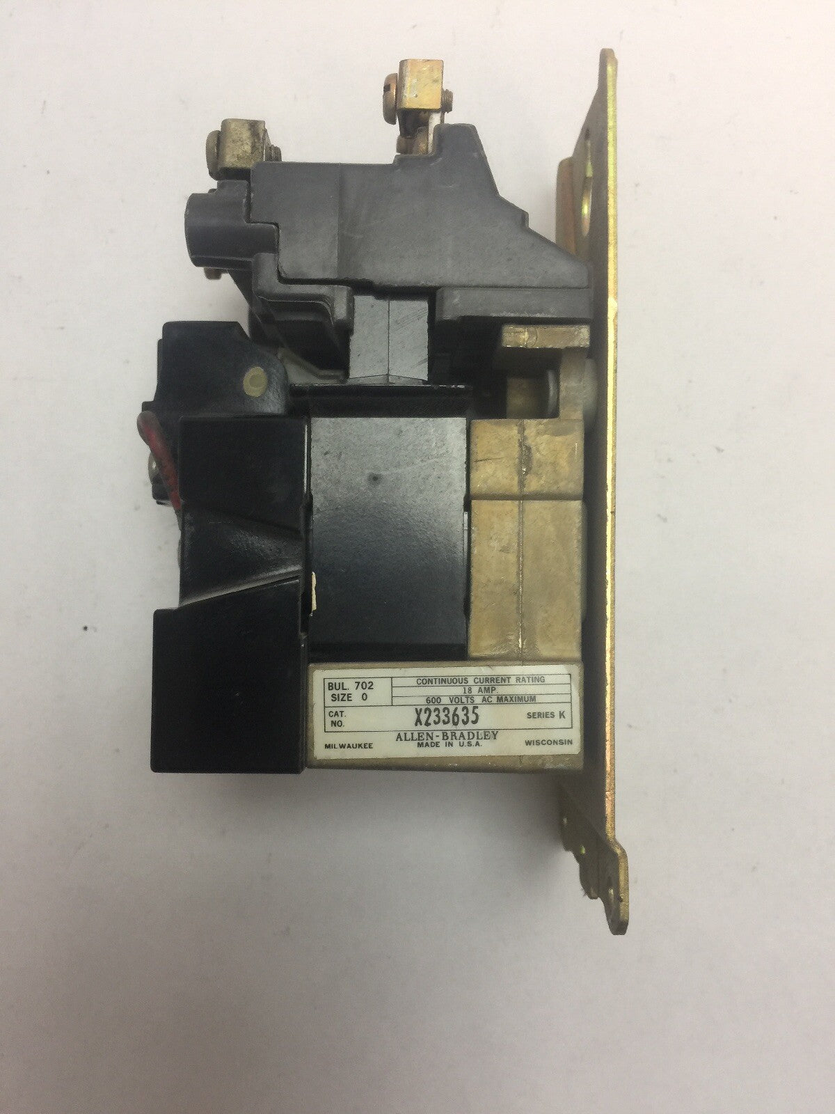 ALLEN BRADLEY X233635 CONTACTOR 600VAC 18AMP SER K SIZE 0 70A81 COIL 600V 60HZ