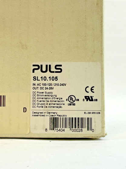 PULS SL10.105 POWER SUPPLY OUTPUT 24-28VDC 10A INPUT 100-120/200-240VAC 6/2.8A
