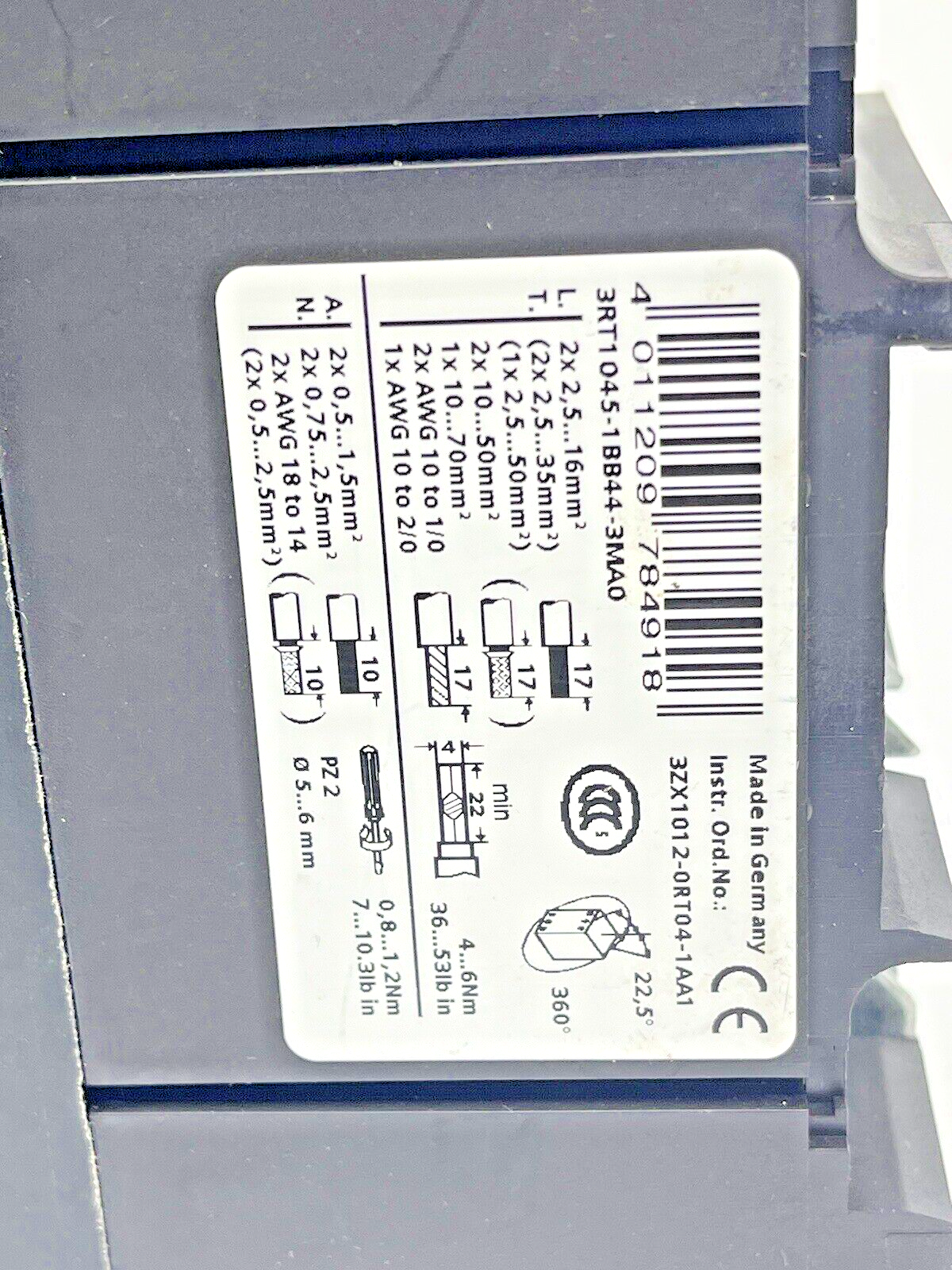 SIEMENS - 3RT1045-1BB44-3MA0 - CONTACTOR 24V & 3RH1921-1HA22-3AA1  AUX. CONTACT