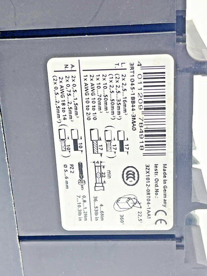 SIEMENS - 3RT1045-1BB44-3MA0 - CONTACTOR 24V & 3RH1921-1HA22-3AA1  AUX. CONTACT