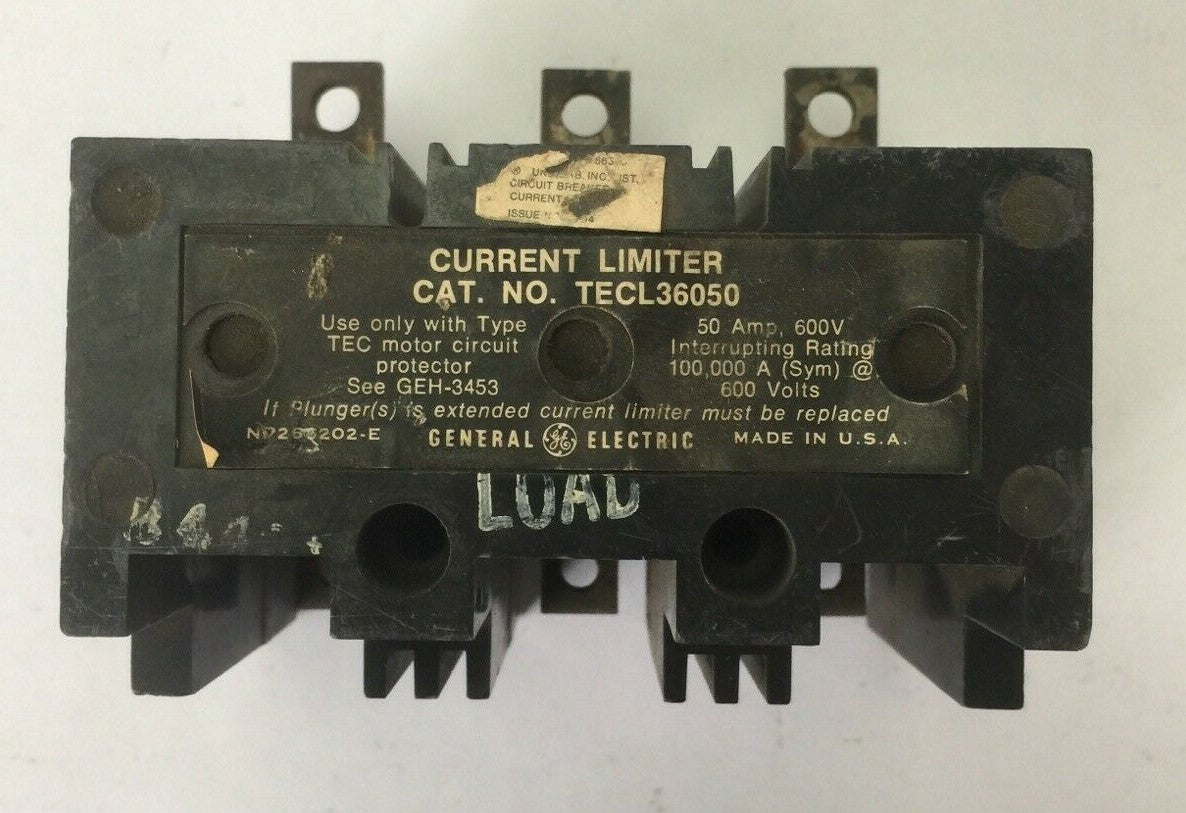 GE TECL36050 CURRENT LIMITER 50A 600V USE ONLY W/ TYPE TEC MOTOR CIRCUIT PROTECT