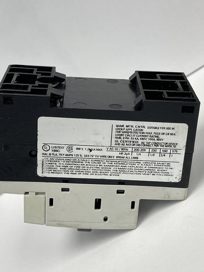 SIEMENS - 3RV1011-0KA10 - Motor breaker; 0.37kW; 220÷690VA; DIN; SHt cir.rel 16A