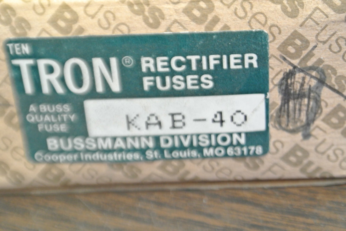 BUSSMANN / TRON KAB40 RECTIFIER FUSE / 250V / 40A / NEW SURPLUS / EACH