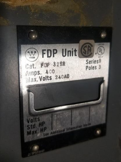 WESTINGHOUSE CH FDP FDP325R 400 AMP 240VAC FUSIBLE PANEL PANELBOARD SWITCH