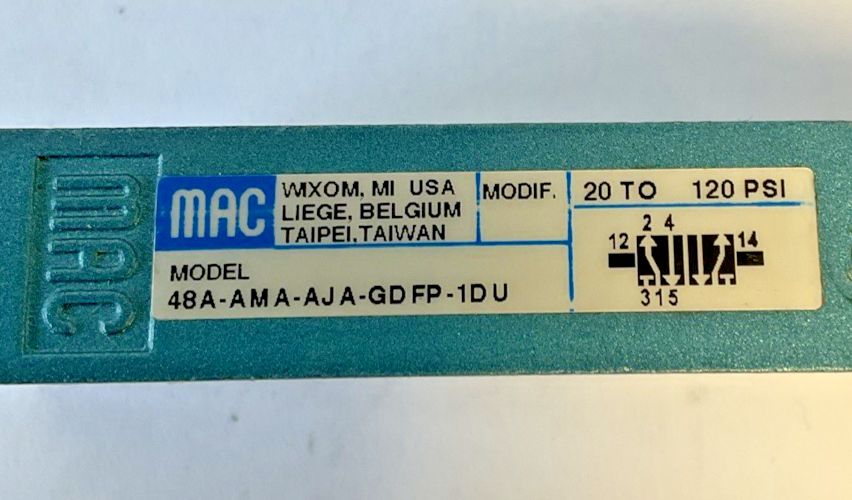 MAC  48A-AMA-AJA-GDFP-1DU SOLENOID VALVE 20-120PSI 24VDC 4.0W ***LOTOF3***