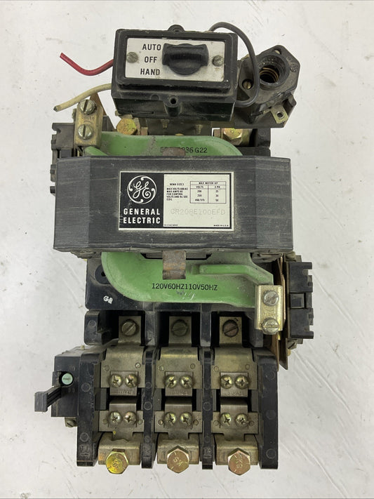 GE CR208E100EFD SIZE 3 STARTER 600VAC 90A 3PH 50HP COIL 120V 123F487B HEATERS