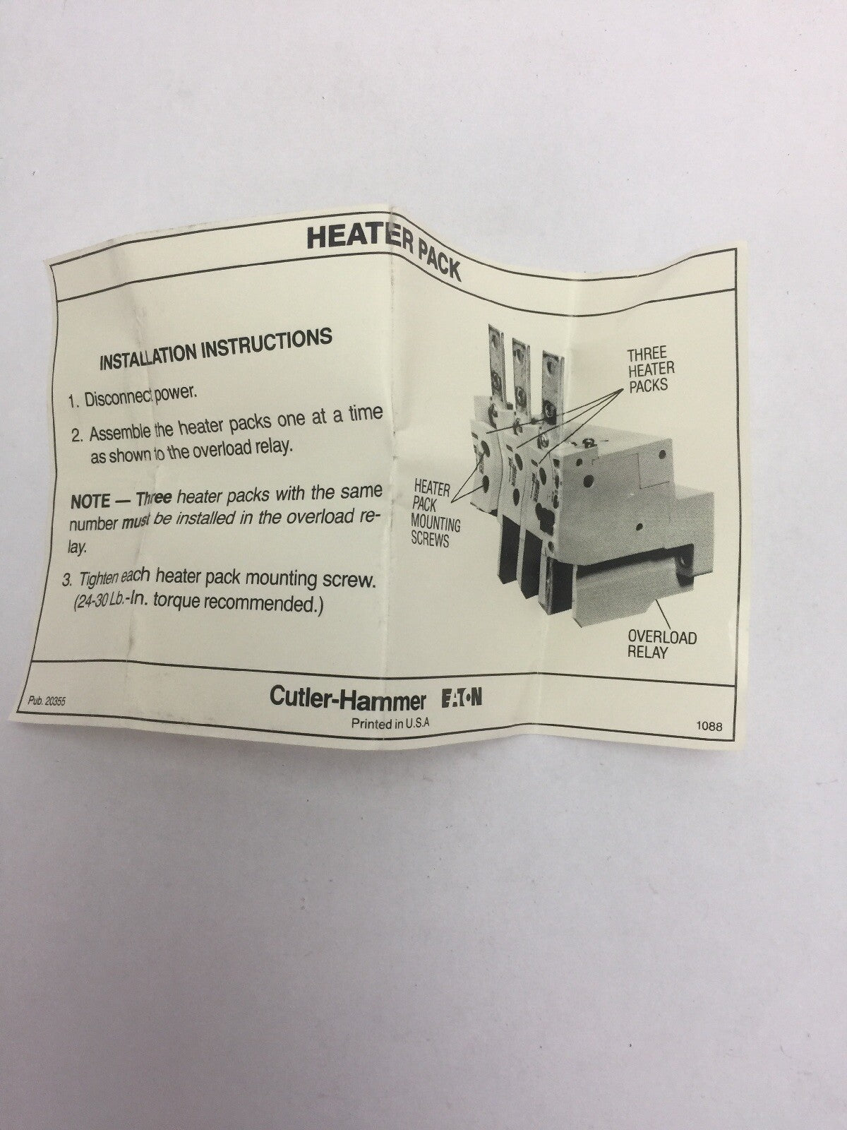 CUTLER HAMMER H2019-3 HEATER PACK (SET OF THREE) 24.6-33.4 AMP