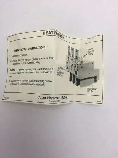 CUTLER HAMMER H2019-3 HEATER PACK (SET OF THREE) 24.6-33.4 AMP