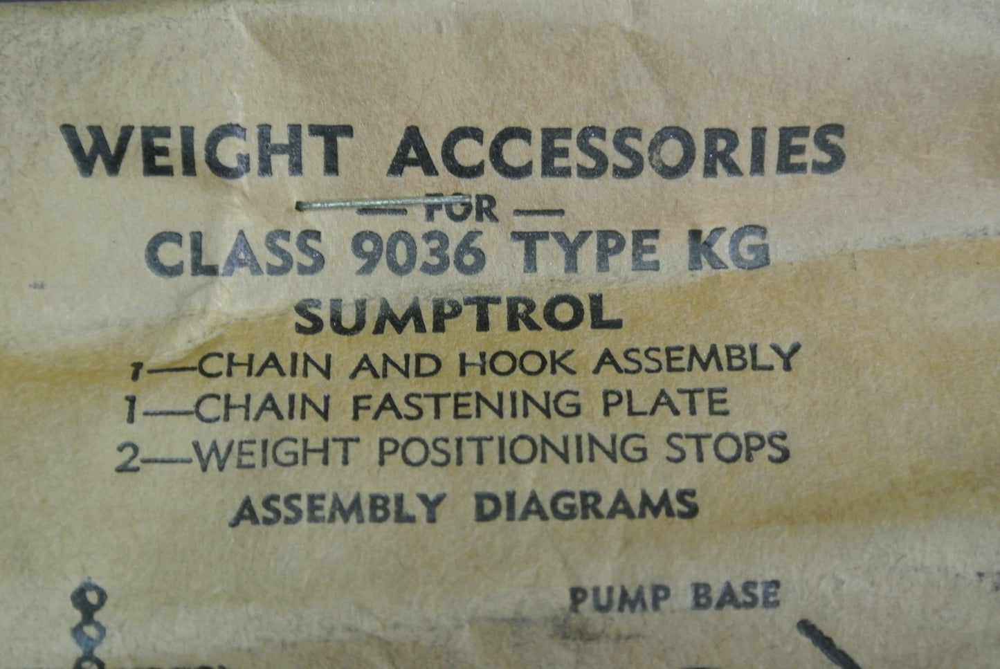 SQUARE D 9036 TYPE KG WEIGHT ACCESSORY for SUMPTROL - 2883-D33 -D32 NEW SURPLUS