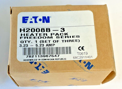 EATON H2008B-3 HEATERS  3.23-5.23A BOX OF 3