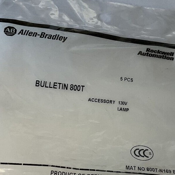 ALLEN BRADLEY 800T-N169 LAMP 130V SER.B BAG OF 5 ***LOTOF3**
