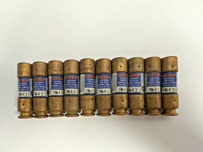 BUSSMANN FRN-R-3 FUSETRON DUAL ELEMENT TIME DELAY FUSE 3A 250V LOT OF 10