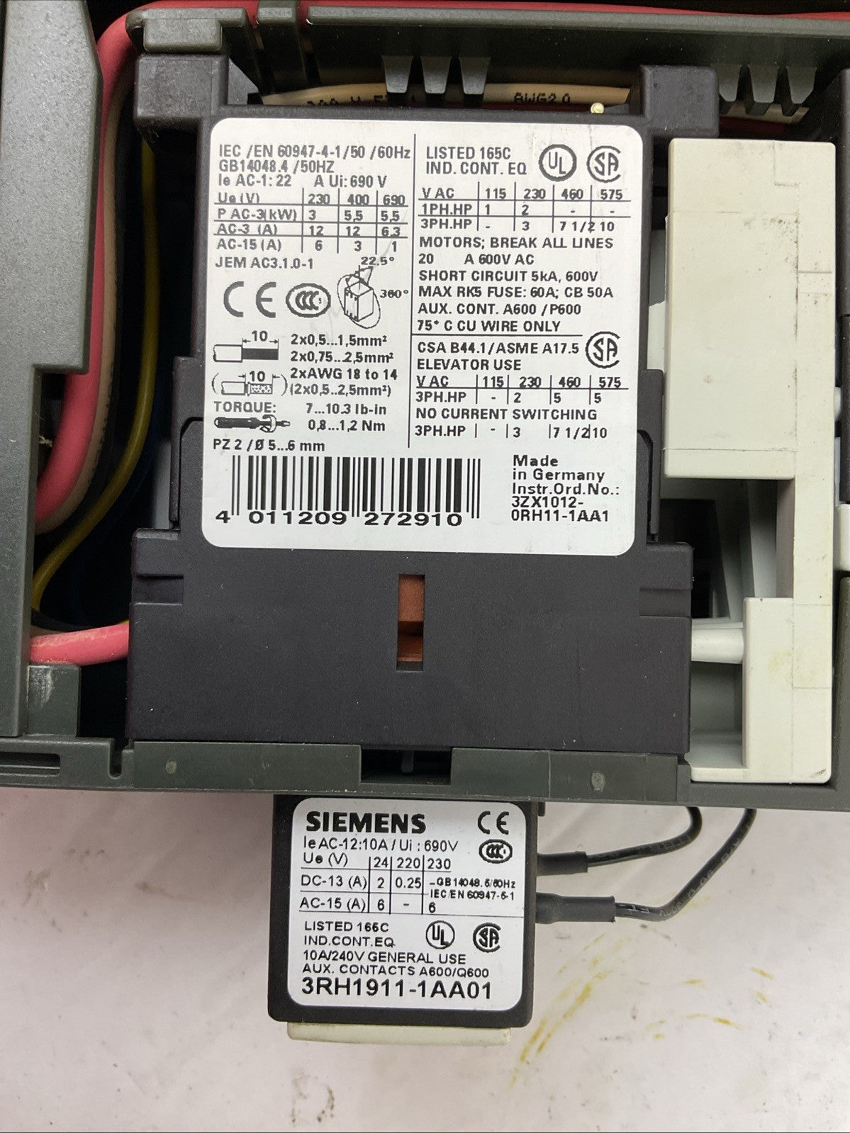 SIEMENS STARTER 3RK1301-1KB00-0AA2 3RV1011-1KA10 3RH1911-1AA01 3RK1903-0AB10