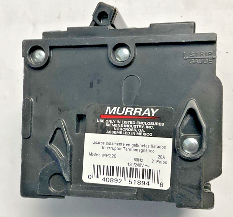MURRAY MP220 CIRCUIT BREAKER 20A 2POLES 60HZ 240VAC****LOTOF3****