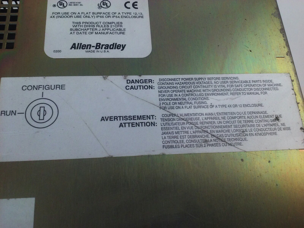 ALLEN BRADLEY 2711E-T10C6 SER. D REV. A  PANELVIEW 1000E TERMINAL FRN 5.14
