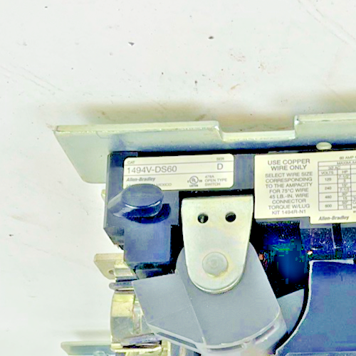 ALLEN BRADLEY 1494V-DS60 SER D 60A 600V 1494V-FS60 SER D SWITCH SHORT HANDLE 8"