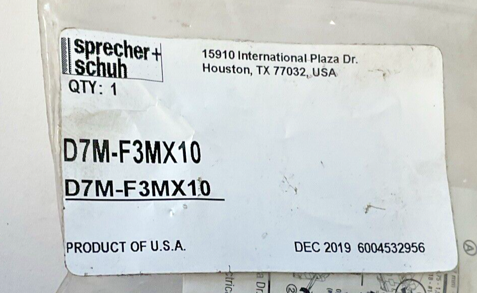 SPRECHER SCHUH D7M-F3MX10 PUSH BUTTON SWITCH