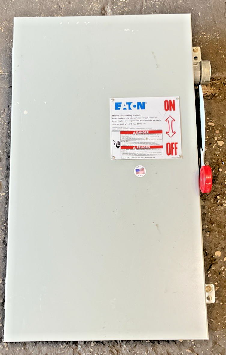EATON DH364FGK FUSIBLE SAFTEY SWITCH 200A 600VAC 60HZ 250VDC 3P TYPE 1