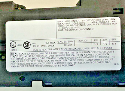 SIEMENS 3RV1421-0HA10 COMBINATION MOTOR CONTROL 0.55-0.8A