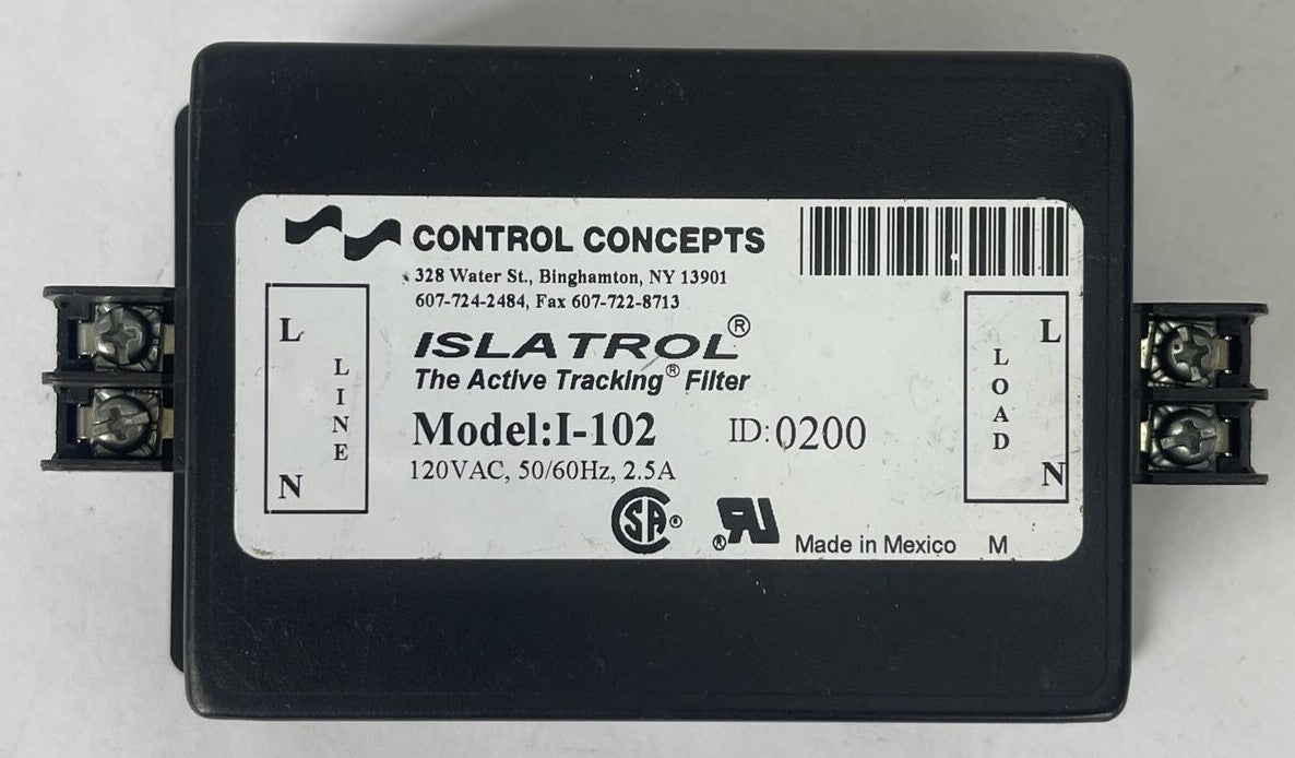CONTROL CONCEPTS I-102 ISLATROL THE ACTIVE TRACKING FILTER 120VAC 50/60HZ 2.5A