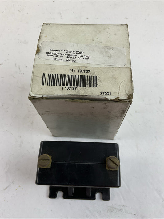 SIMPSON 37001 CURRENT TRANSDUCER POWER 24VDC 0-50A AC IN 4-20 MA DC OUT