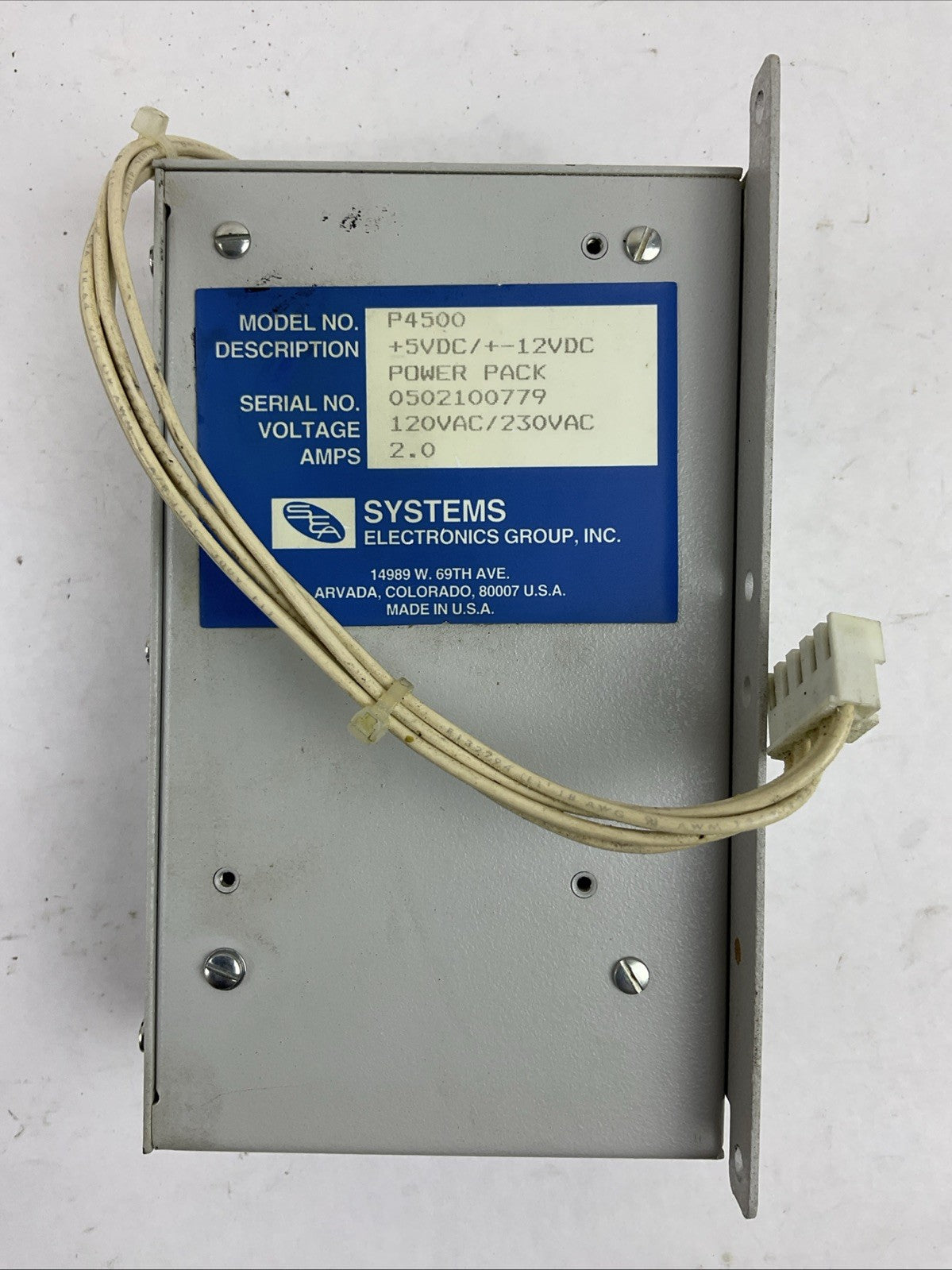 SYSTEMS P4500 +5VDC/+-12VDC POWER PACK 120/230VAC 2.0AMPS