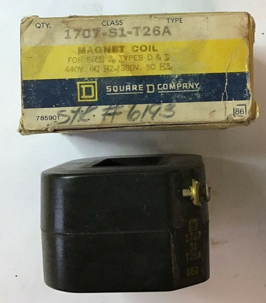 SQUARE D 1707-S1-T26A MAGNET COIL TYPES D&T 440V 60HZ/ 380V 50HZ