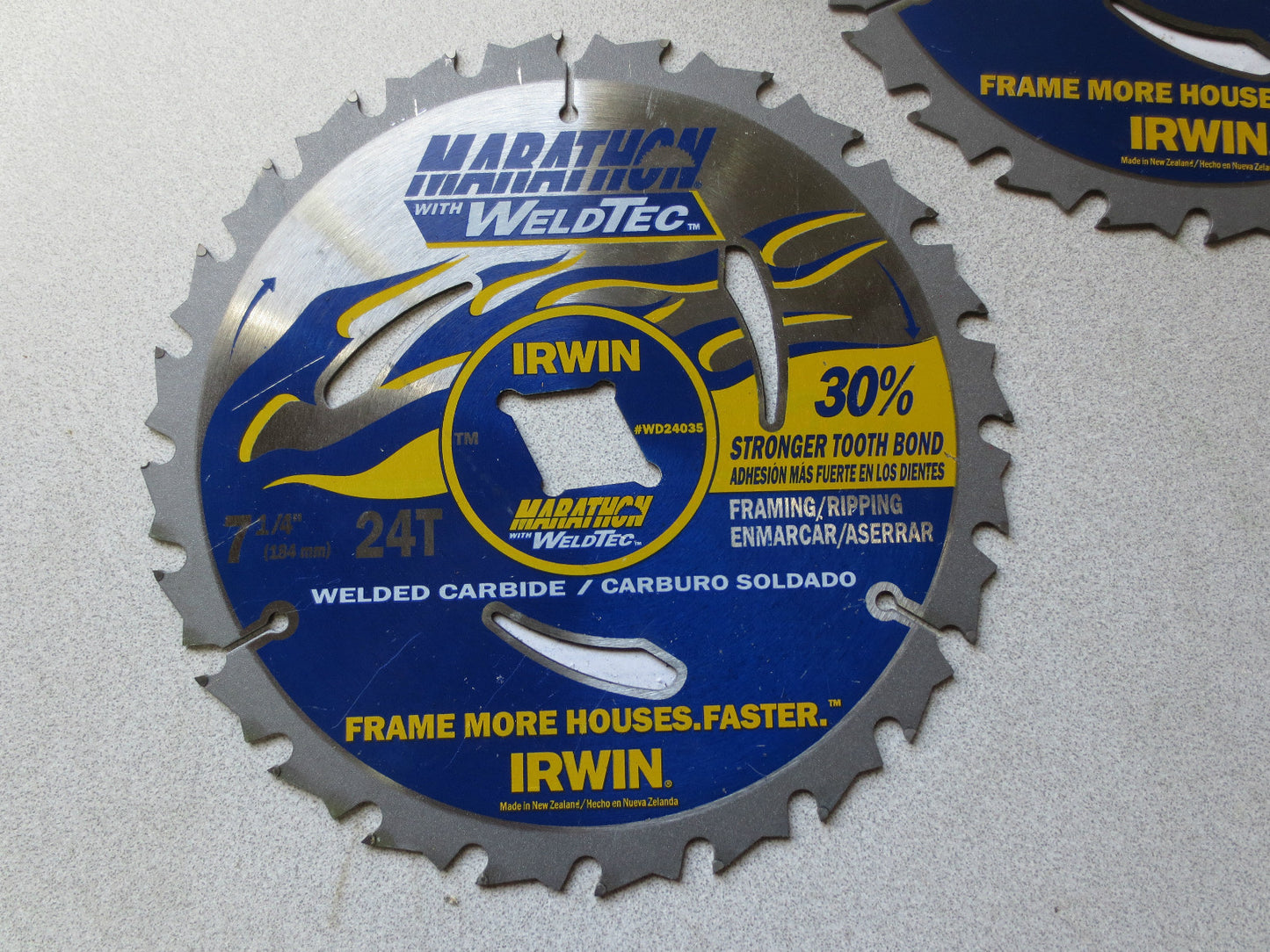 IRWIN WD24035 FRAMING / RIPPING BLADE, 7-1/4" 24T WELDED CARBIDE - NEW SURPLUS