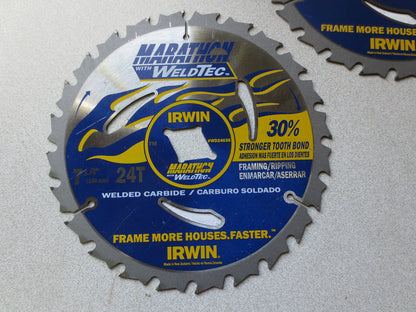 IRWIN WD24035 FRAMING / RIPPING BLADE, 7-1/4" 24T WELDED CARBIDE - NEW SURPLUS