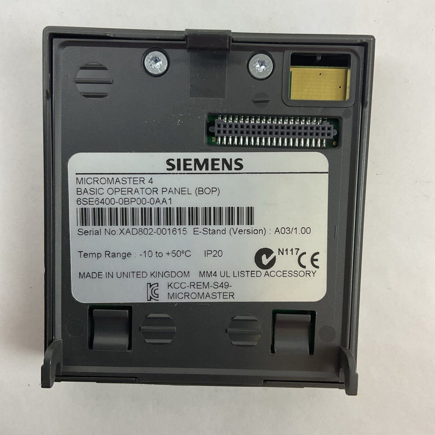 SIEMENS 6SE6400-0BP00-0AA1 MICROMASTER 4 BASIC OPERATOR PANEL E-STAND V A03/1.00