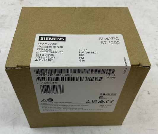 SIEMENS 1P 6ES7 212-1BE40-0XB0 SIMATIC S7-1200 CPU MODULE FW: V04.02.01