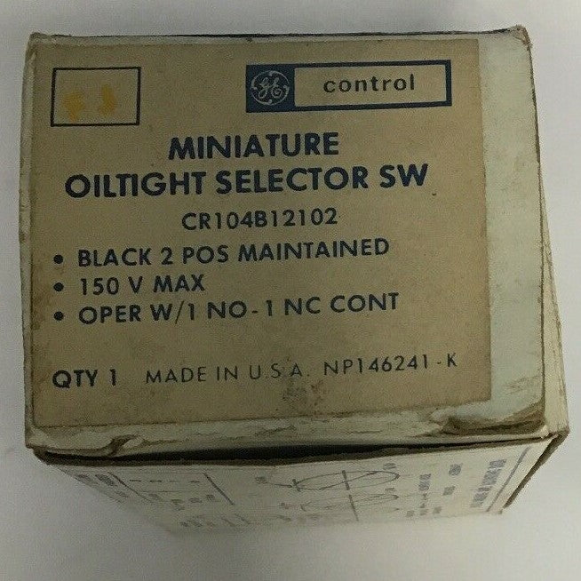 GE CR104B12102 MINIATURE OILTIGHT SELECTOR SWITCH BLACK 2POS 150V 1NO-1NC