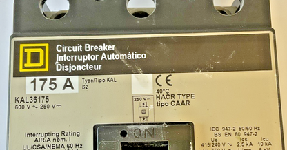 SQUARE D KAL36175 CIRCUIT BREAKER 600VAC 250VDC 175A
