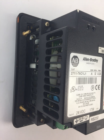 ALLEN BRADLEY 2711-T6C1L1 PANEL VIEW 600 TOUCHSCREEN  SER A REV D FRN 4.20 24VDC