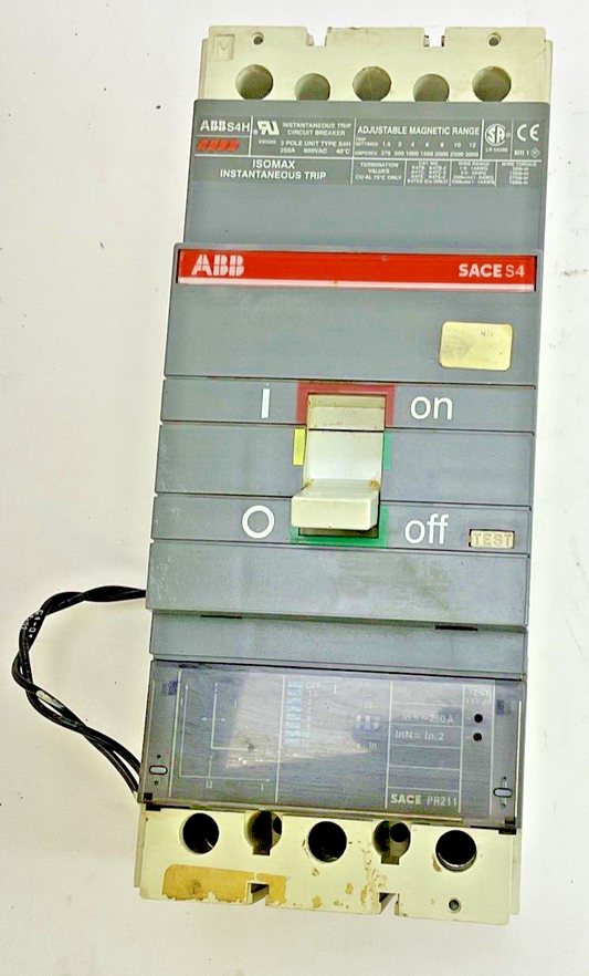 ABB SACE PR211 S4 CIRCUIT BREAKER 250A  3POLE 600VAC