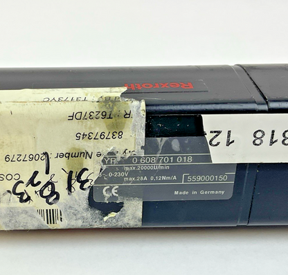 REXROTH 0608701018 230V NUTRUNNER W/ 0608820115 & 0608720040
