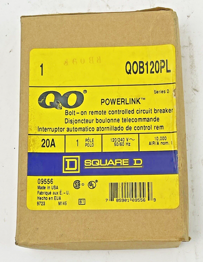 SQUARE D - QOB120PL - POWERLINK CIRCUIT BREAKER BOLT ON - 20A/1POLE/240VAC - NEW
