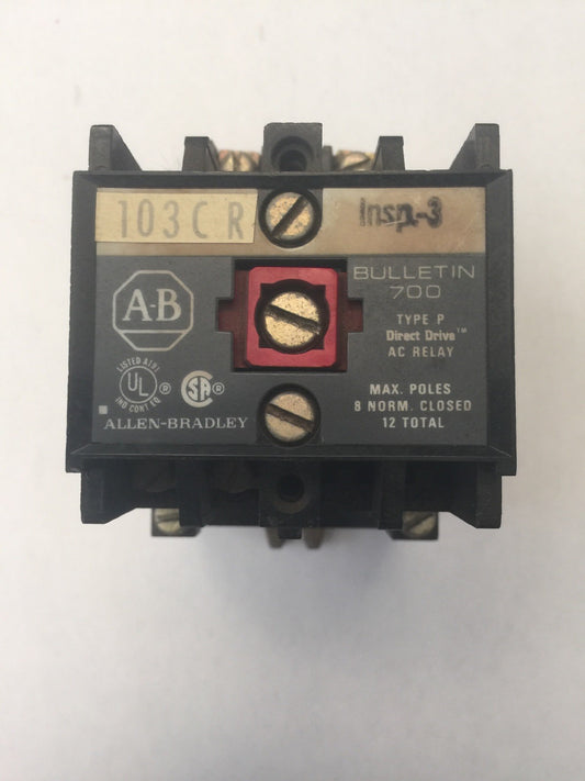 ALLEN BRADLEY 700-P000A1 CONTROL RELAY TYPE P 115-120V 60HZ 110V 50HZ SERIES A