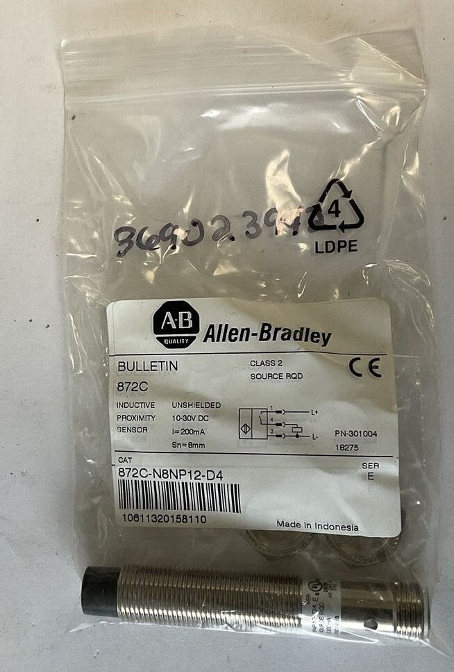 ALLEN BRADLEY 872C-N8NP12-D4 INDUCTIVE PROXIMITY SENSOR SER.E 30VDC