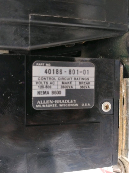 ALLEN-BRADLEY 505-BOD-7 SIZE 1 REVERSING STARTER  27A 600V 210HP 120V COIL B31