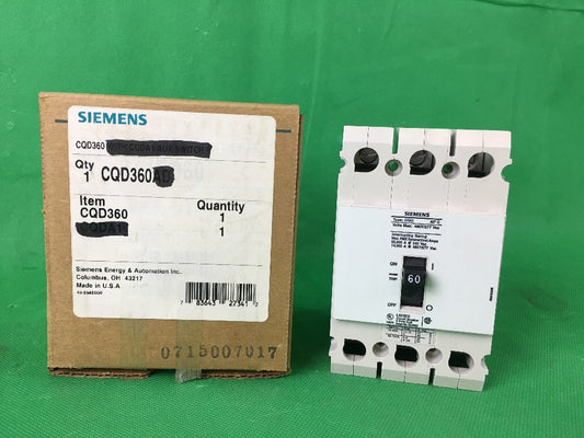 SIEMENS CQD CIRCUIT BREAKER CQD360 60AMP 480Y/277V 3P