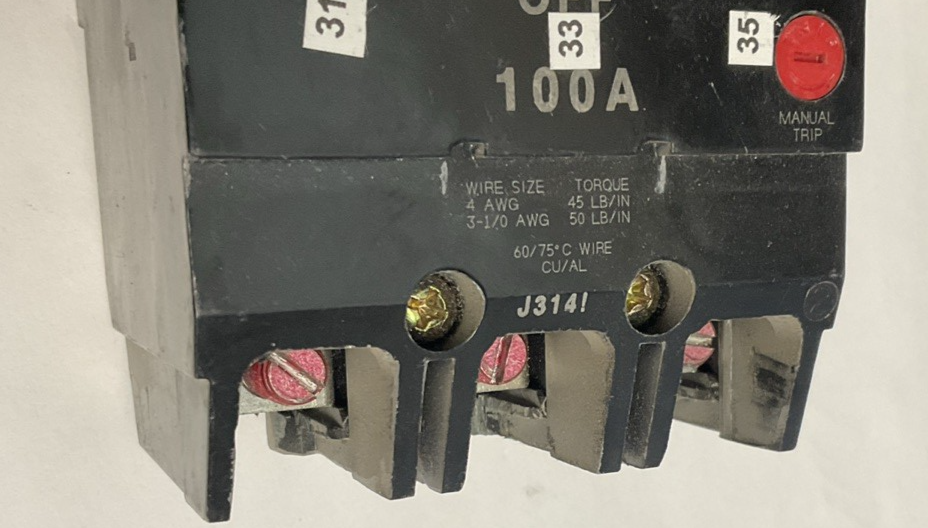 GE TEY3100 CIRCUIT BREAKER 100A 480VAC 3POLE