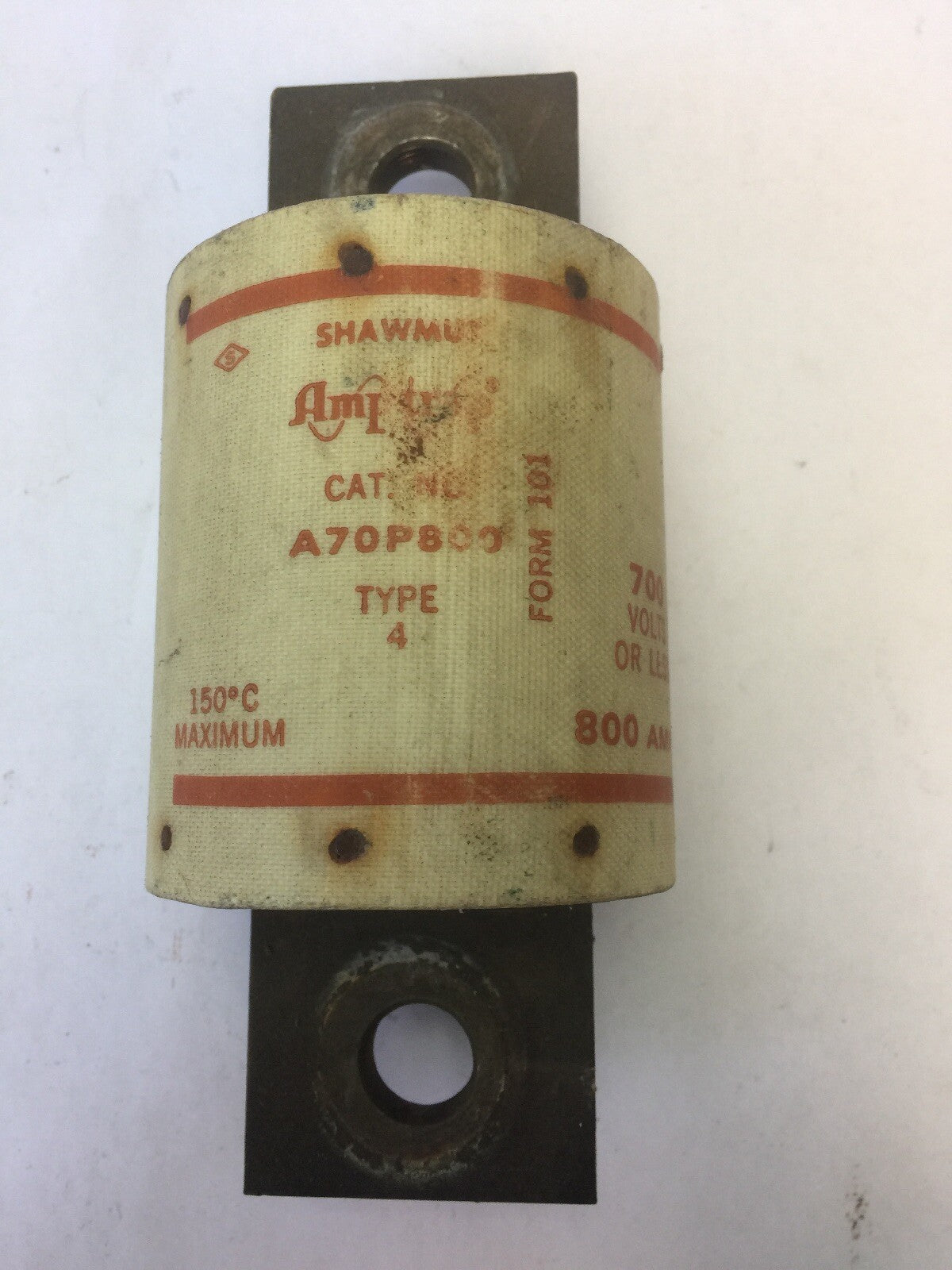 SHAWMUT AMPTRAP A70P800 FUSE 800 AMP 700 VOLTS TYPE 4 FORM 101
