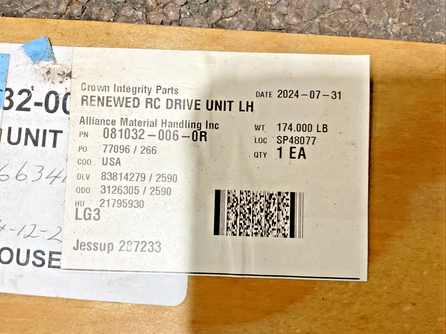 CROWN INTEGRITY PARTS 081032-006-0R RENEWED RC DRIVE UNIT LH