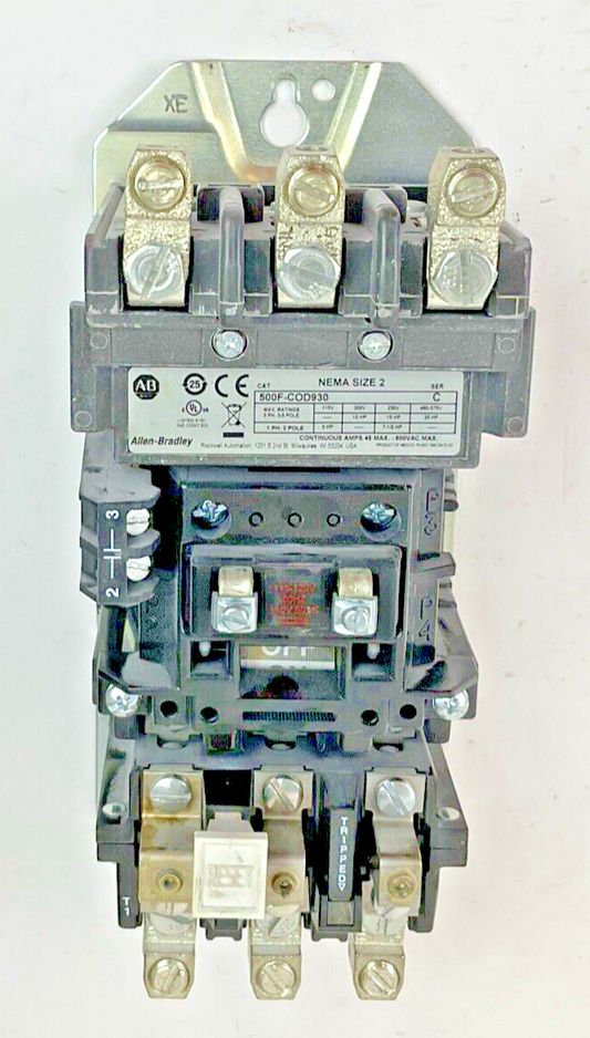 ALLEN-BRADLEY  500F-COD930 STARTER SER. C SIZE 2 W/ 595-A SER.C- HEATERS VARY