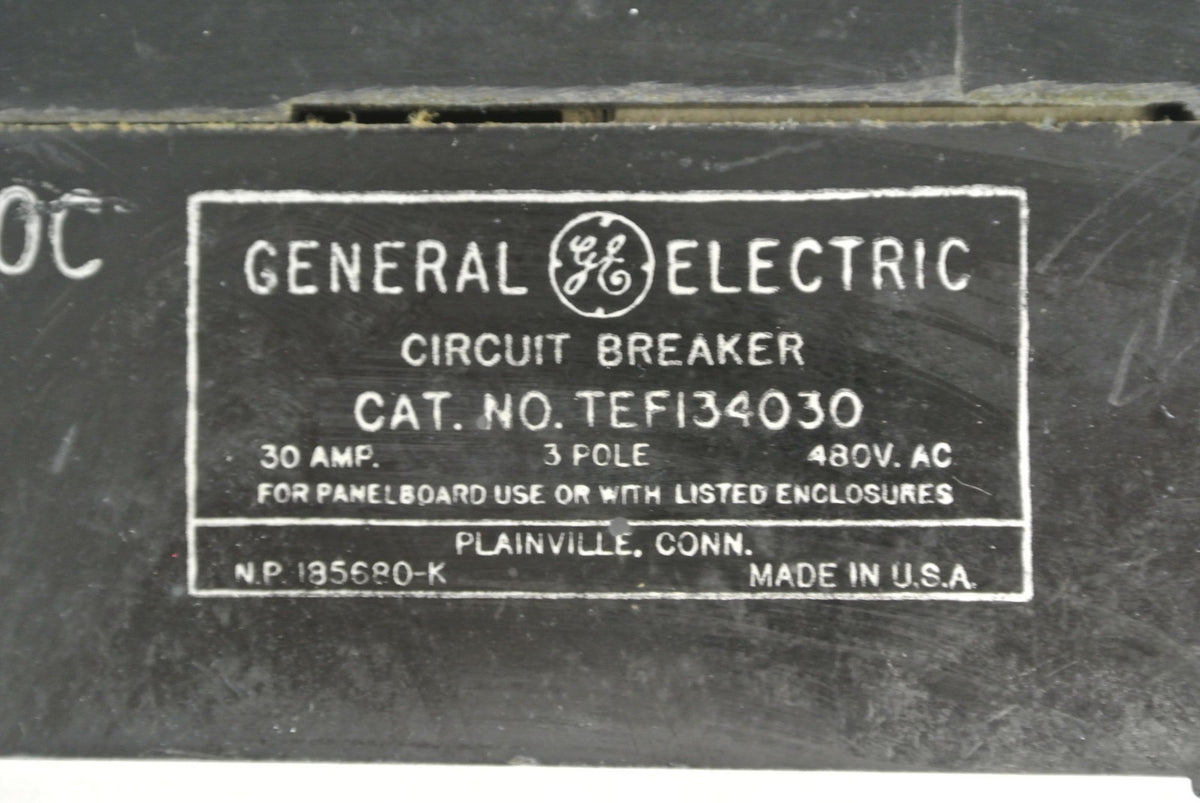 GE TEF134030 CIRCUIT BREAKER - 480VAC, 30A, 3-POLE