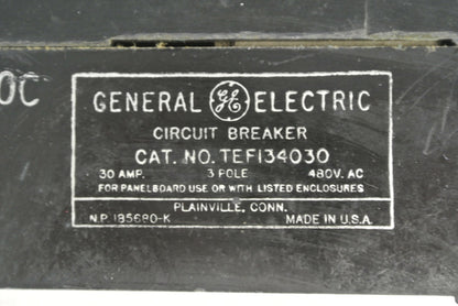 GE TEF134030 CIRCUIT BREAKER - 480VAC, 30A, 3-POLE